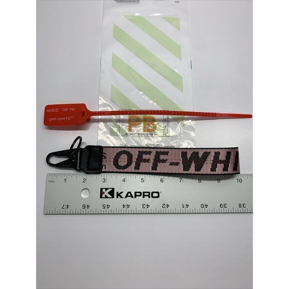 OFF-WHITE Lanyard Keychain Industrial Clasp Rose Pink & Black Red Zip Tie - Picture 1 of 3